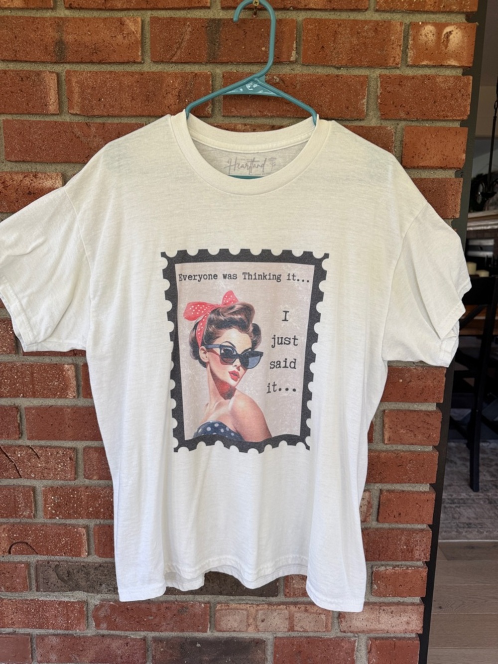 Graphic Vintage-Style White Tee with Retro Pinup Print